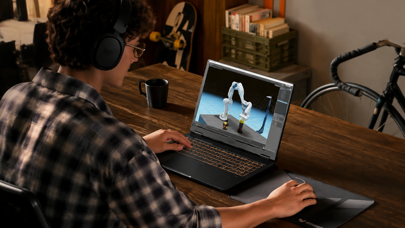 Sinh viên học thiết kế trên laptop ASUS.